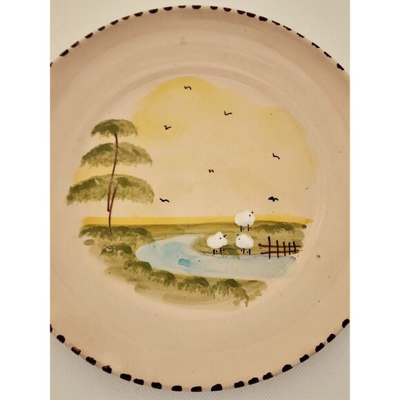PLATE-SALAD/DESSERT-HANDMADE BY LAMAS-Italy-Sheep by River-Raised Design - Picture 7 of 8